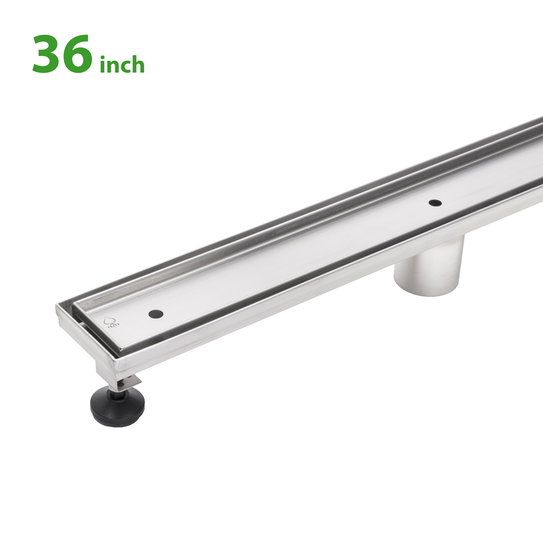 BAI 47030 Stainless Steel 36-inch Tile Insert Linear Shower Drain shown against a white background.