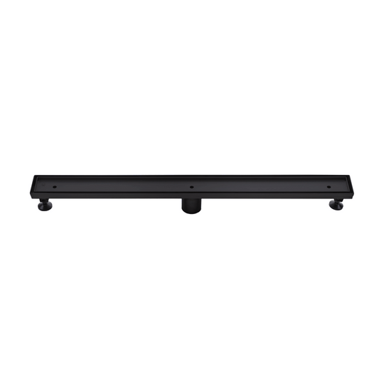 BAI 47031 Stainless Steel 36-inch Tile Insert Linear Shower Drain in a matte black finish shown against a white background.