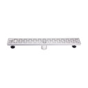 BAI 47070 Stainless Steel 24-inch Linear Shower Drain with adjustable leveling legs and a removable grate shown against a white background.