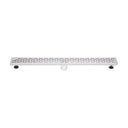 BAI 47080 Stainless Steel 32-inch Linear Shower Drain with adjustable leveling legs and a removable grate shown against a white background.