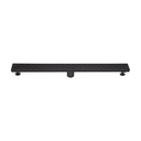 BAI 47081 Stainless Steel 32-inch Linear Shower Drain in a matte black finish with adjustable leveling legs and a removable grate shown against a white background.