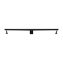 BAI 47091 Stainless Steel 36-inch Linear Shower Drain in a matte black finish with adjustable leveling legs and a removable grate shown against a white background.