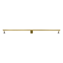 BAI 47102 Stainless Steel 48-inch Linear Shower Drain in a brushed gold finish with adjustable leveling legs and a removable grate shown against a white background.