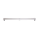 BAI 47110 Stainless Steel 60-inch Linear Shower Drain with adjustable leveling legs and a removable grate shown against a white background.