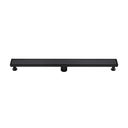 BAI 47141 Stainless Steel 32-inch Linear Shower Drain in matte black finish with adjustable leveling legs and removable grate shown against a white background.