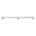 BAI 47160 Stainless Steel 48-inch Linear Shower Drain with adjustable leveling legs and removable grate shown against a white background.