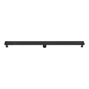 BAI 47161 Stainless Steel 48-inch Linear Shower Drain in matte black finish with adjustable leveling legs and removable grate shown against a white background.