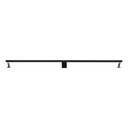 BAI 47161 Stainless Steel 48-inch Linear Shower Drain in matte black finish with adjustable leveling legs and removable grate shown in a side view against a white background.
