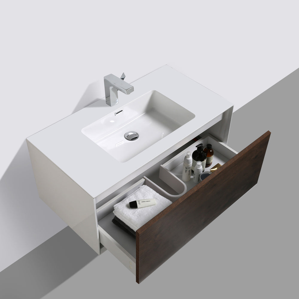 BAI 0849 Wall Hung 36-inch Bathroom Cabinet in Rose Wood Finish