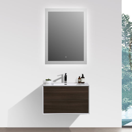 BAI 0851 Wall Hung 36-inch Bathroom Cabinet in Graphite Wood Finish