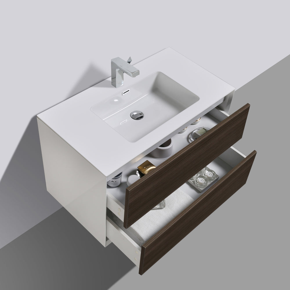 BAI 0851 Wall Hung 36-inch Bathroom Cabinet in Graphite Wood Finish