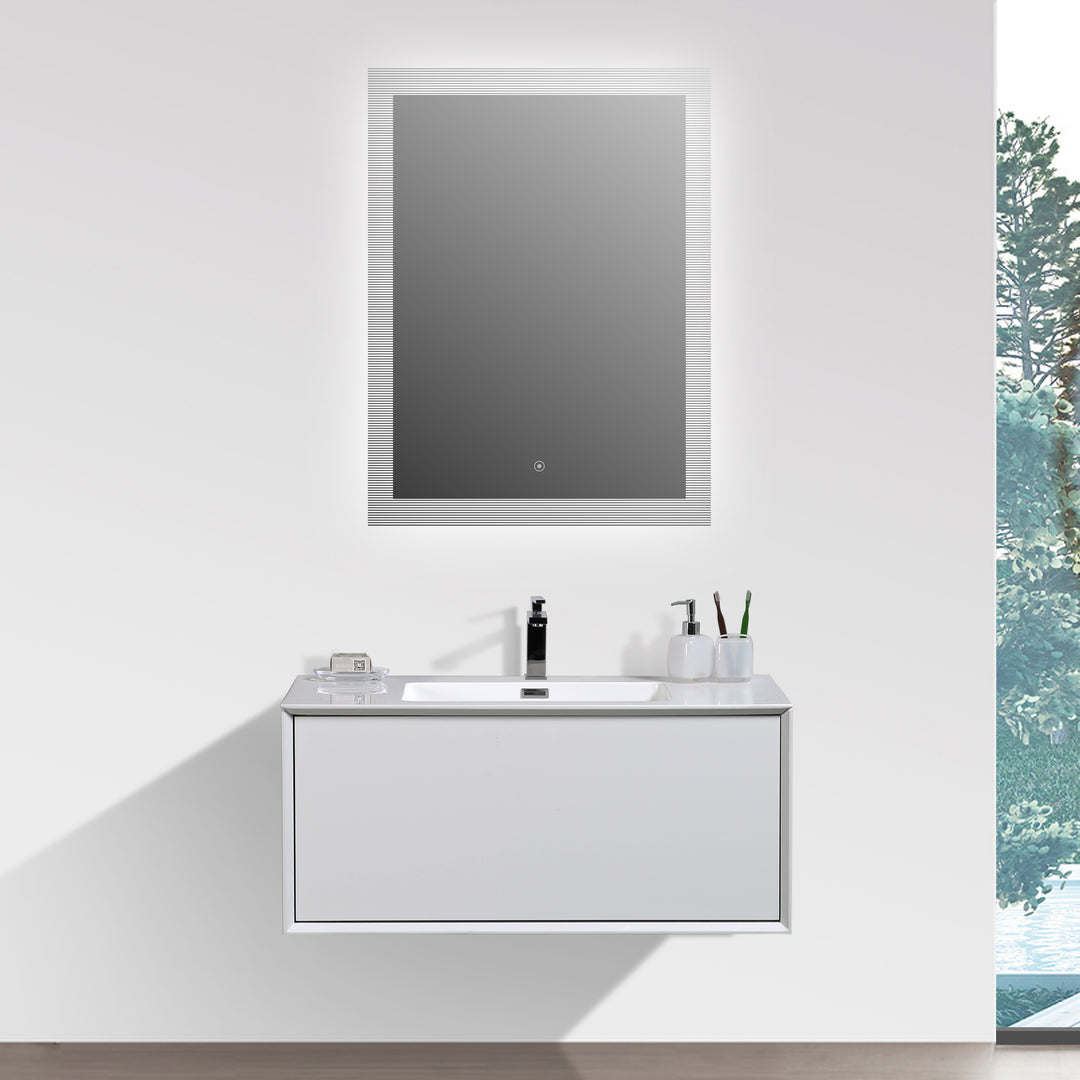 BAI 0850 Wall Hung 36-inch Bathroom Cabinet in Gloss White Finish