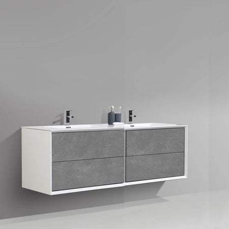 BAI 8011 Wall Hung 60-inch Bathroom Cabinet in Stone Gray Finish