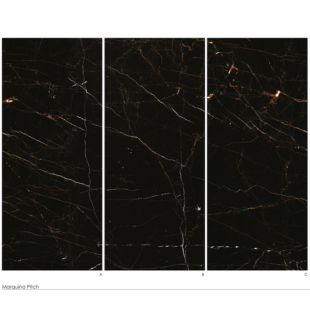 BAI 9062 Bookmatch Marquina Pitch High Gloss Porcelain Tile (48x110)