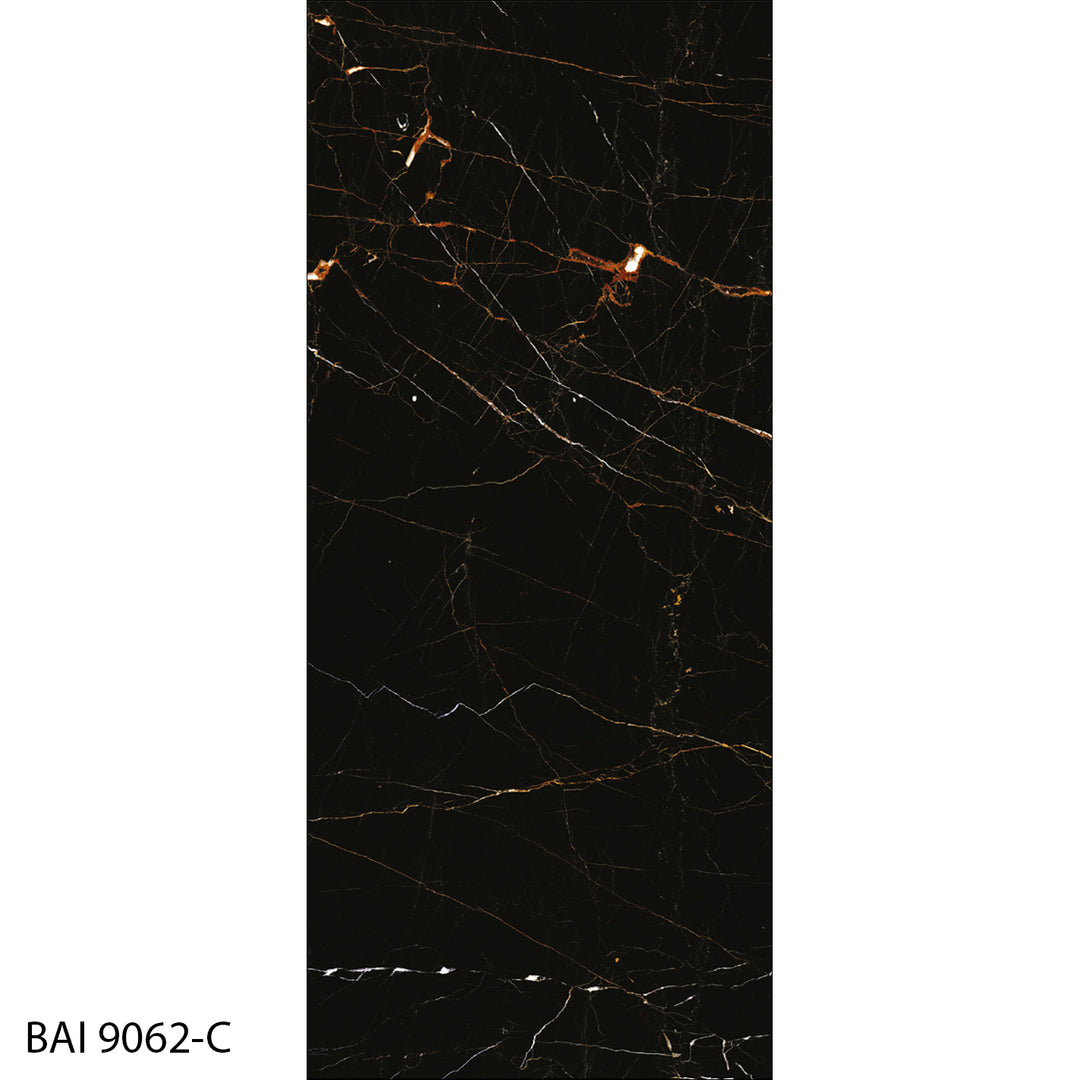 BAI 9062 Bookmatch Marquina Pitch High Gloss Porcelain Tile (48x110)