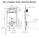 Carrier Tank Specifications for BAI 1015 Contemporary Wall Hung Toilet & Carrier Tank – Dual Flush with Soft-Close Seat