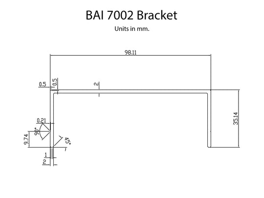 Technical drawings for BAI 7002 Aluminum Brackets Kit
