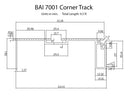 Technical drawings for BAI 7001 Aluminum Corner Tracks Kit